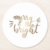 Merry en bright - goud ronde kartonnen onderzetter (Voorkant)