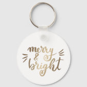 Merry en bright - goud sleutelhanger (Achterkant)