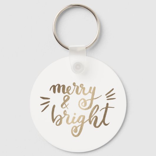Merry en bright - goud sleutelhanger (Achterkant)