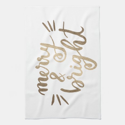 Merry en bright - goud theedoek (Verticaal)