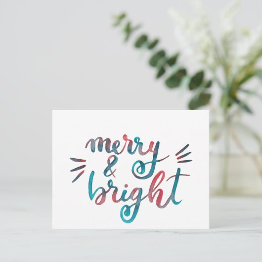 Merry en bright - groen en rood briefkaart (Staand voorkant)
