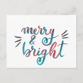 Merry en bright - groen en rood briefkaart (Voorkant)