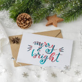 Merry en bright - groen en rood briefkaart