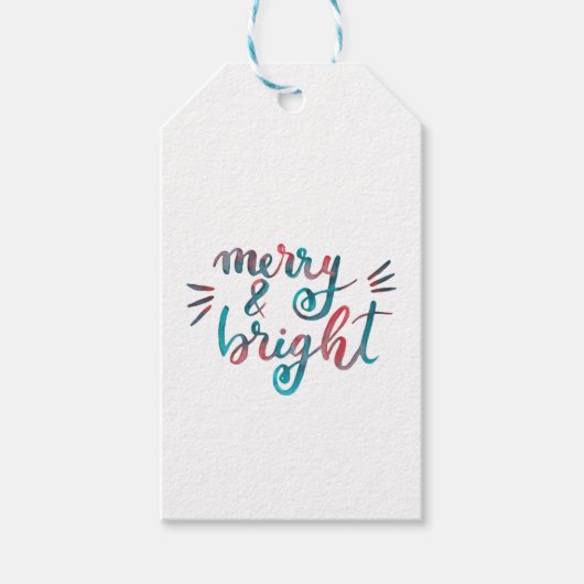 Merry en bright - groen en rood cadeaulabel (Voorkant)