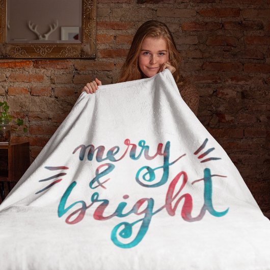 Merry en bright - groen en rood fleece deken