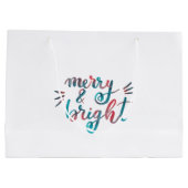 Merry en bright - groen en rood groot cadeauzakje (Achterkant)