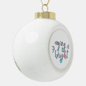 Merry en bright - groen en rood keramische bal ornament (Links)