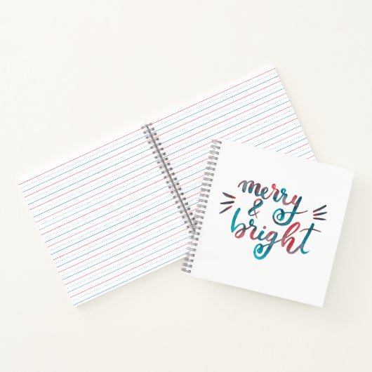 Merry en bright - groen en rood notitieboek (Binnen)