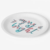 Merry en bright - groen en rood papieren bordje (Gekanteld)