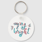 Merry en bright - groen en rood sleutelhanger (Voorkant)
