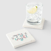 Merry en bright - groen en rood stenen onderzetter (Zijkant)