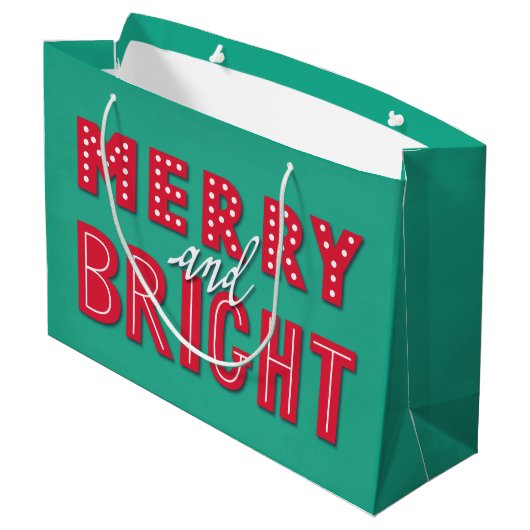 Merry en Bright Groot Cadeauzakje (Achterkant Gekanteld)