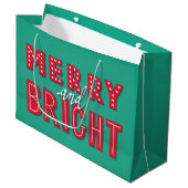 Merry en Bright Groot Cadeauzakje (Voorkant Gekanteld)