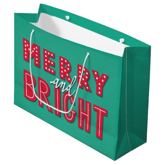 Merry en Bright Groot Cadeauzakje (Voorkant Gekanteld)