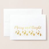 Merry en Bright Holly Sprigs Folie Kaarten (Voorkant met envelop)
