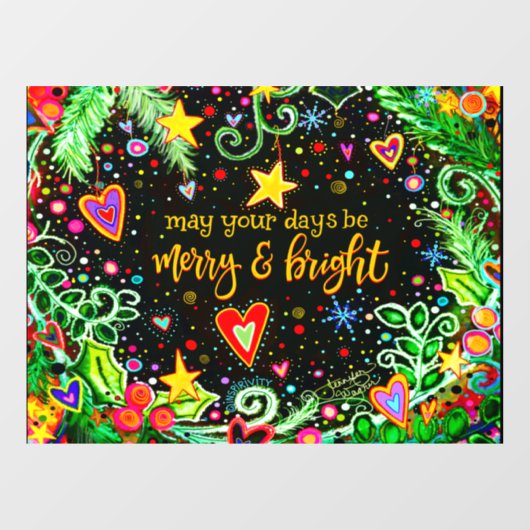 Merry en Bright! "Inspiron" Windows Cling Raamsticker (Vel)