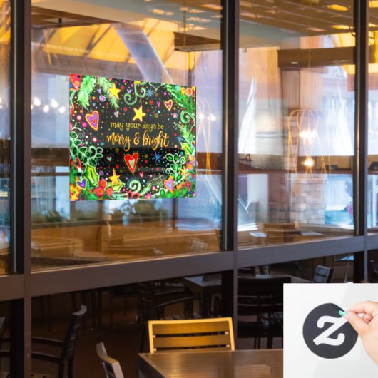 Merry en Bright! "Inspiron" Windows Cling Raamsticker (Restaurant Raam)