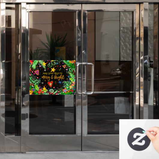 Merry en Bright! "Inspiron" Windows Cling Raamsticker (Kantoordeur)