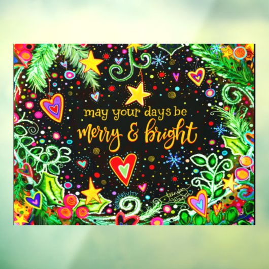 Merry en Bright! "Inspiron" Windows Cling Raamsticker (Vel 3)