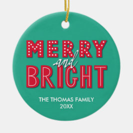 Merry en Bright Keramisch Ornament