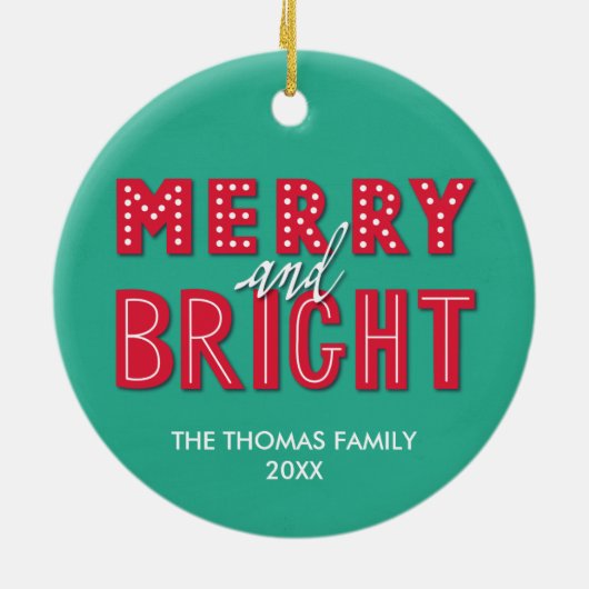 Merry en Bright Keramisch Ornament (Achterkant)