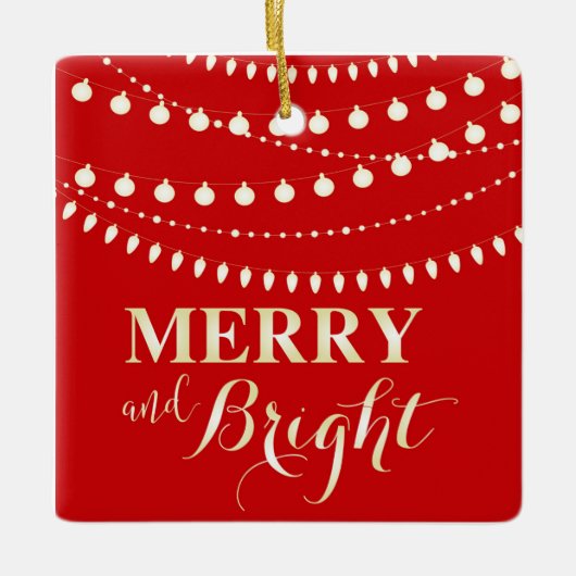 Merry en Bright Keramisch Ornament (Voorkant)
