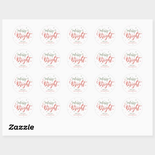 Merry en Bright Kerst sticker (Vel)