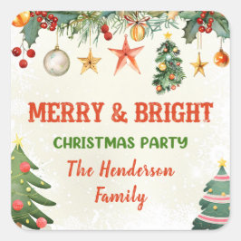 Merry en Bright Kerst sticker