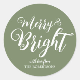 Merry en Bright Kerst sticker