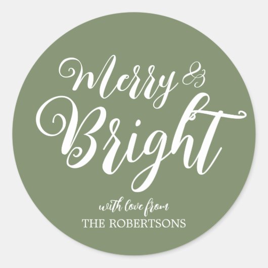 Merry en Bright Kerst sticker (Voorkant)