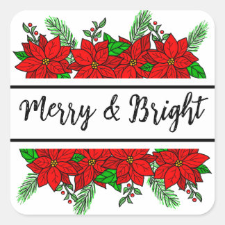 Merry en Bright |  kerst Vierkante Sticker
