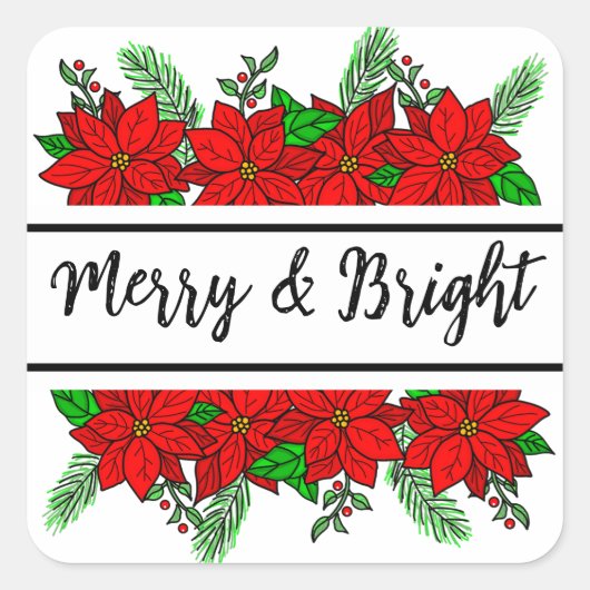 Merry en Bright | kerst Vierkante Sticker (Voorkant)