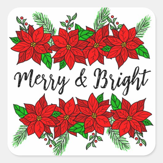 Merry en Bright |  kerst Vierkante Sticker (Voorkant)