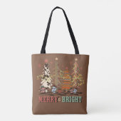 Merry en Bright kerstbomen Boho Shopping Tote Bag (Achterkant)