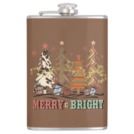 Merry en Bright kerstbomen Boho Western Heupfles