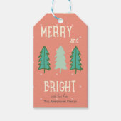 Merry en Bright kerstbomen Cadeaulabel (Voorkant)