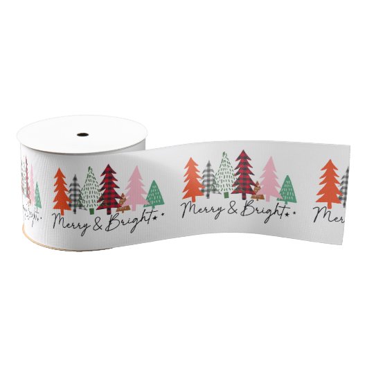 Merry- en Bright-kerstboomstructuur Grosgrain Lint (Spoel)