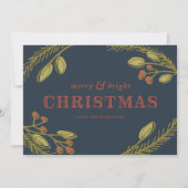 Merry en Bright kerstcadeautje Feestdagenkaart (Voorkant)