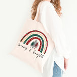Merry en Bright kerstCanvas tas<br><div class="desc">Het vrolijke kerstvakantie-tas heeft een schattige regenboog met schattige bomen.</div>