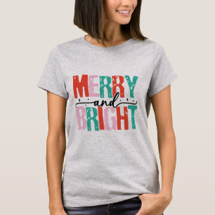 Merry en Bright kerstfeest T-shirt