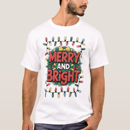 Merry en Bright kerstfeest T-shirt