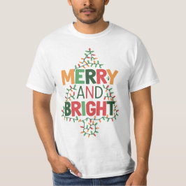 Merry en Bright kerstfeest T-shirt