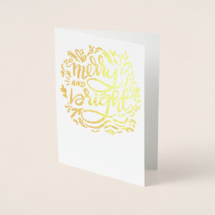 Merry en Bright kersthandgeschreven gulden Folie Kaarten