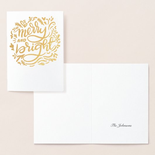 Merry en Bright kersthandgeschreven gulden Folie Kaarten (Display)