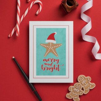 Merry en Bright | Kerstkerststaartsterren Feestdagenkaart