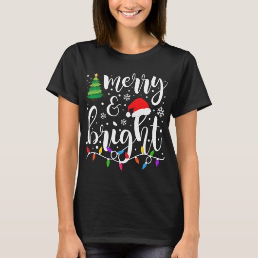 Merry en Bright kerstlampjes Funny Family Chr T-shirt (Voorkant)