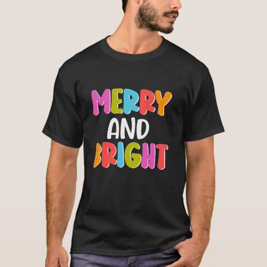 Merry en Bright kerstlampjes Funny Family Chr T-shirt (Voorkant)
