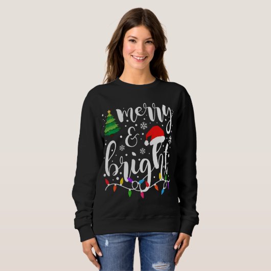 Merry en Bright kerstlampjes Funny Family Chr Trui (Voorkant volledig)