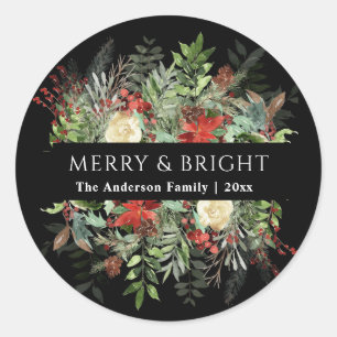 Merry en Bright   Kerstmis met Noel Rustic Ronde Sticker