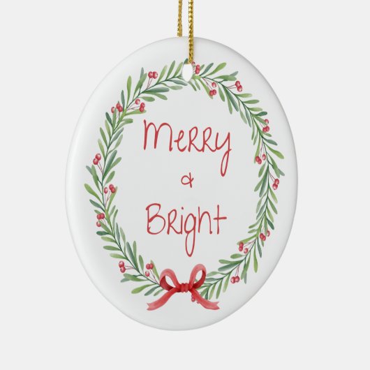 Merry en Bright kerstversiering Keramisch Ornament (Rechts)